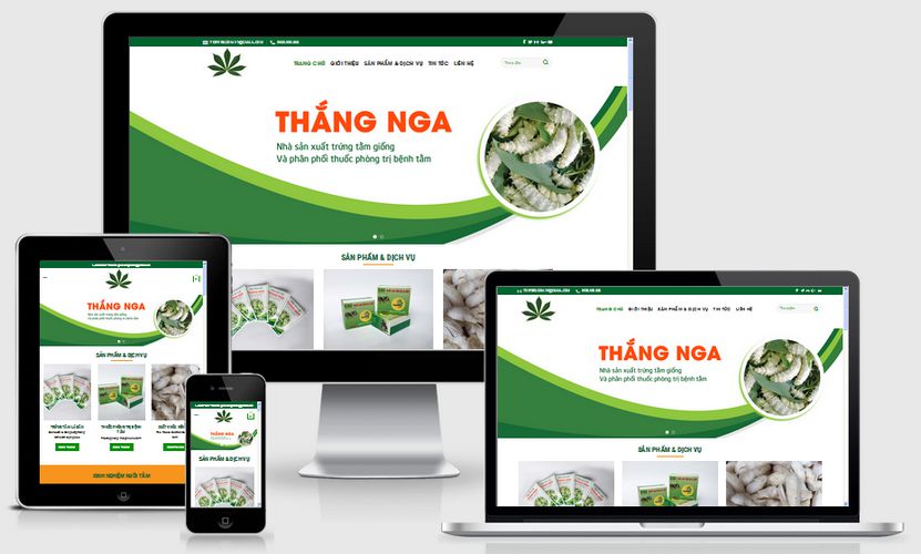 Mẫu giao diện bán con giống tằm sắn