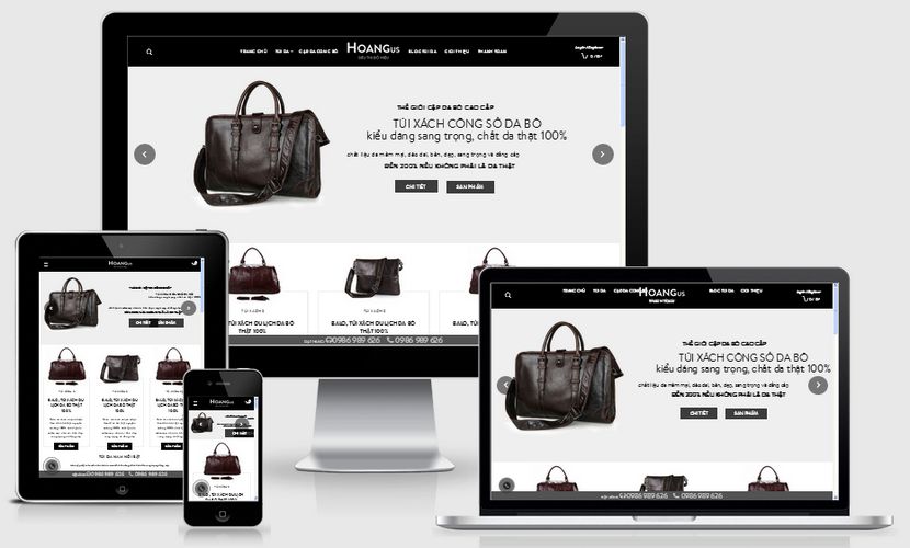 Mẫu website bán đồ da hàng hiệu