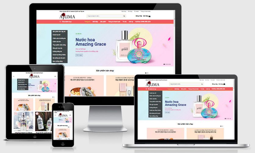 Mẫu website bán mỹ phẩm xách tay