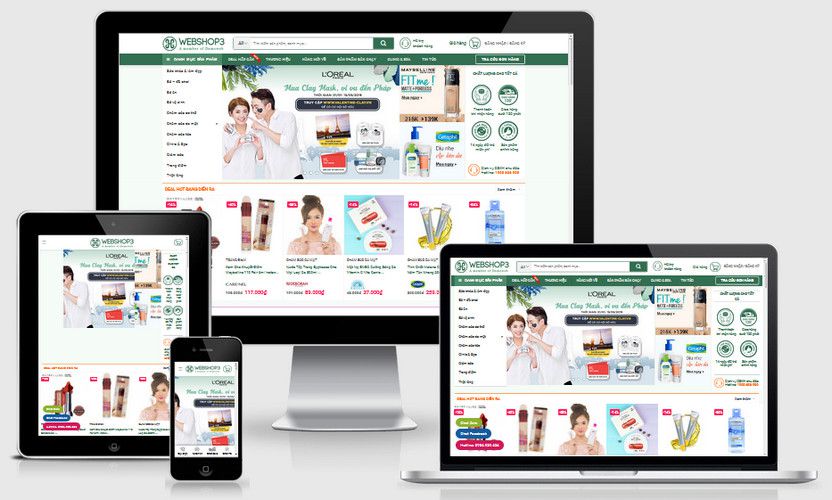 Mẫu website shop mỹ phẩm làm đẹp