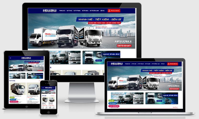 Mẫu website bán xe tải ISUZU