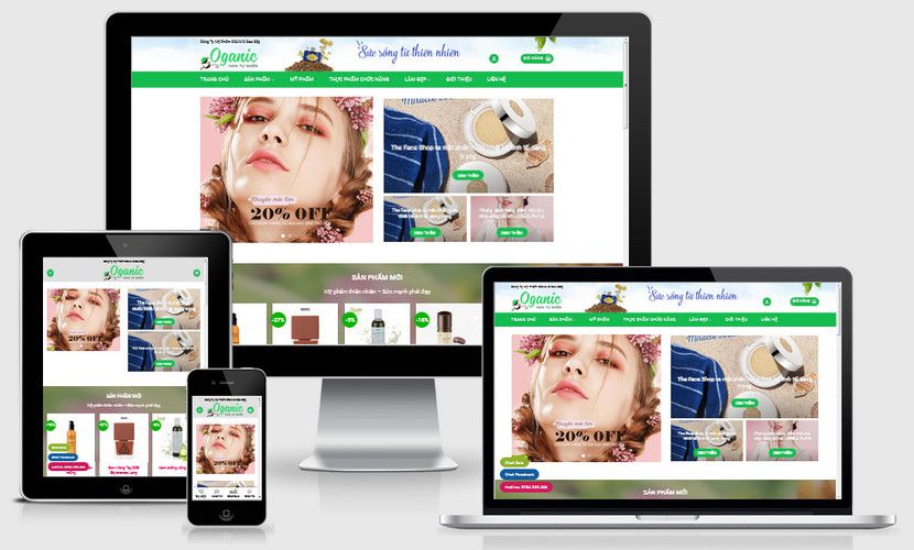 Mẫu website mỹ phẩm Oganic