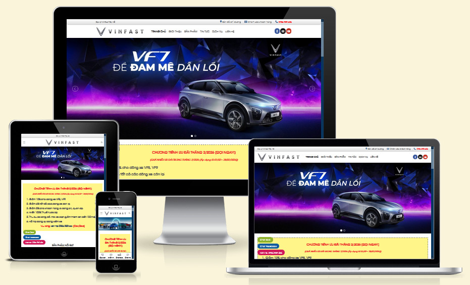Mẫu website ô tô xe điện VinFast